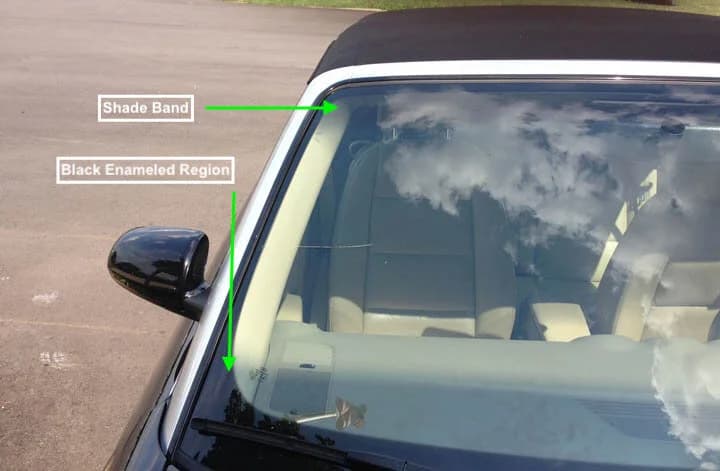 Windshield shade band