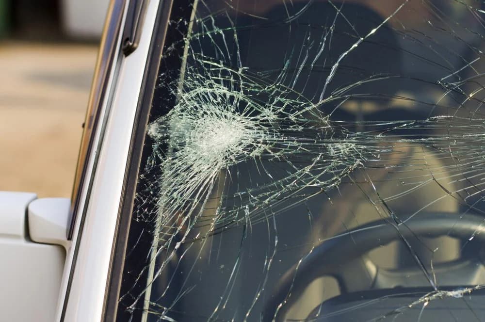 A windshield damaged beyond repair